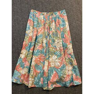 Vintage Koret Petites Womens Floral Print Size Large Elastic Waist Skirt Pockets